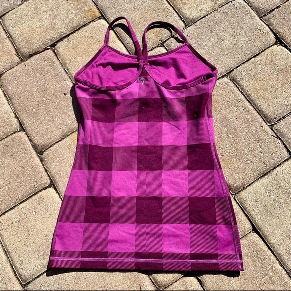 Ivivva girls racerback tank top purple checkered squares plaid size 12 - Picture 3 of 6